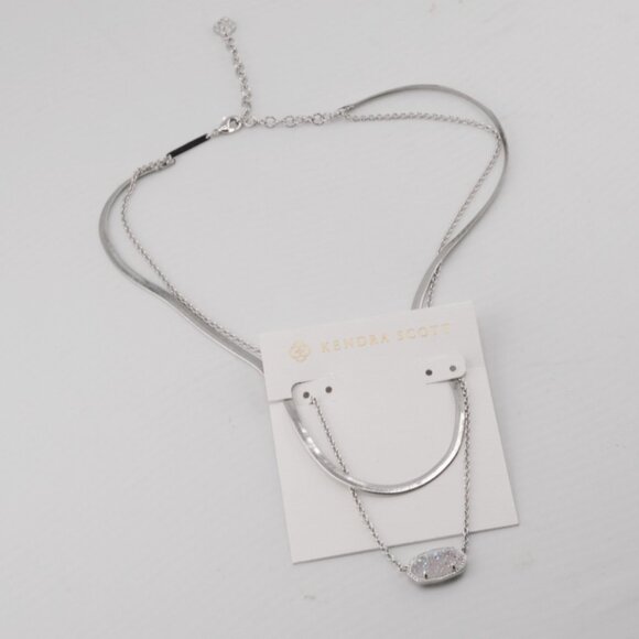 Kendra Scott Double Layer Snake Chain White Quartz Necklace - Picture 2 of 2